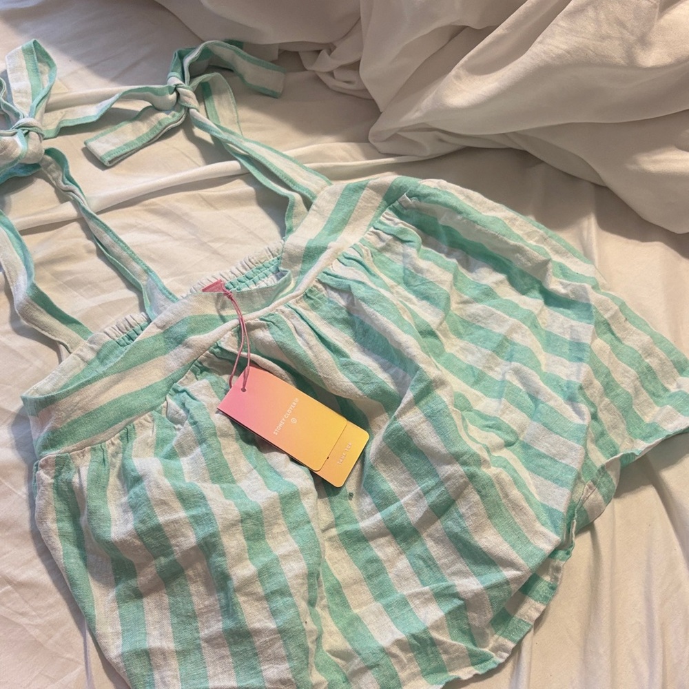 Stoney Clover Striped Green and White  Top